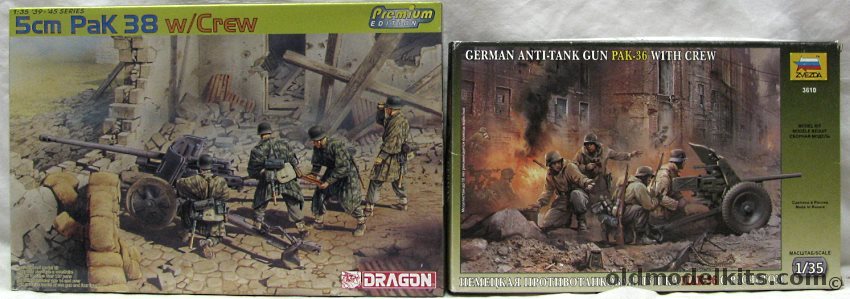 Dragon 1/35 Zvezda #3610 German PAK-36 Anti-Tank Gun With Crew and Dragon #6444 Pak 38 5cm With Crew Premium Edition plastic model kit